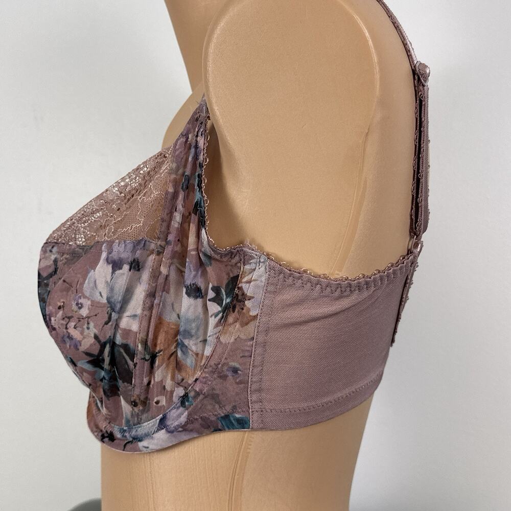 Panache Jasmine Balconnet 6951 Floral Lace Bra - Mauve and Blue - Picture 4 of 8